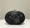  Bolso de mano con flores - Negro