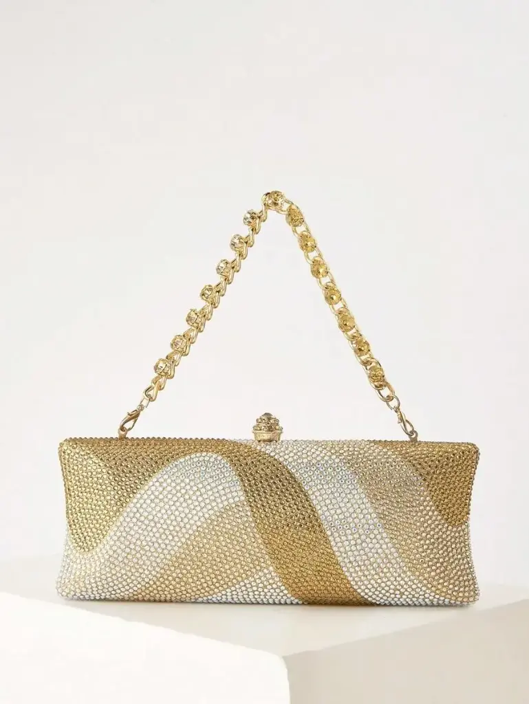Bolso de mano de pedrería - Dorado